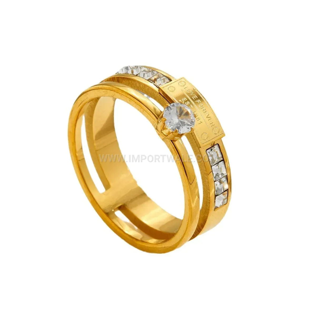 Dual Layer Titanium Steel Engraved Letter Ring