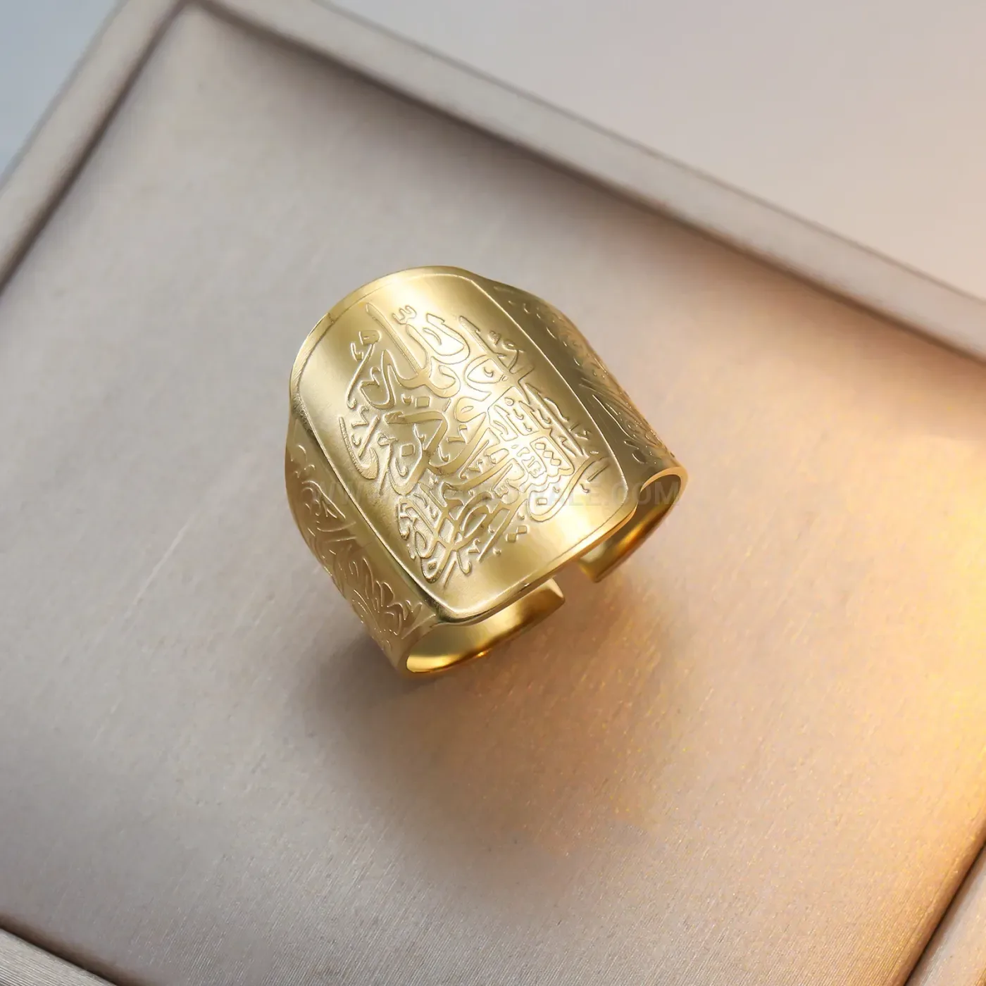 Adjustable 18K Gold PVD Stainless Steel Allah Calligraphy Ring