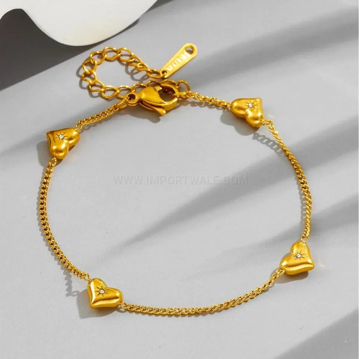 Designer Gold Plated Stainless Steel Crystal Heart Pendant Necklace