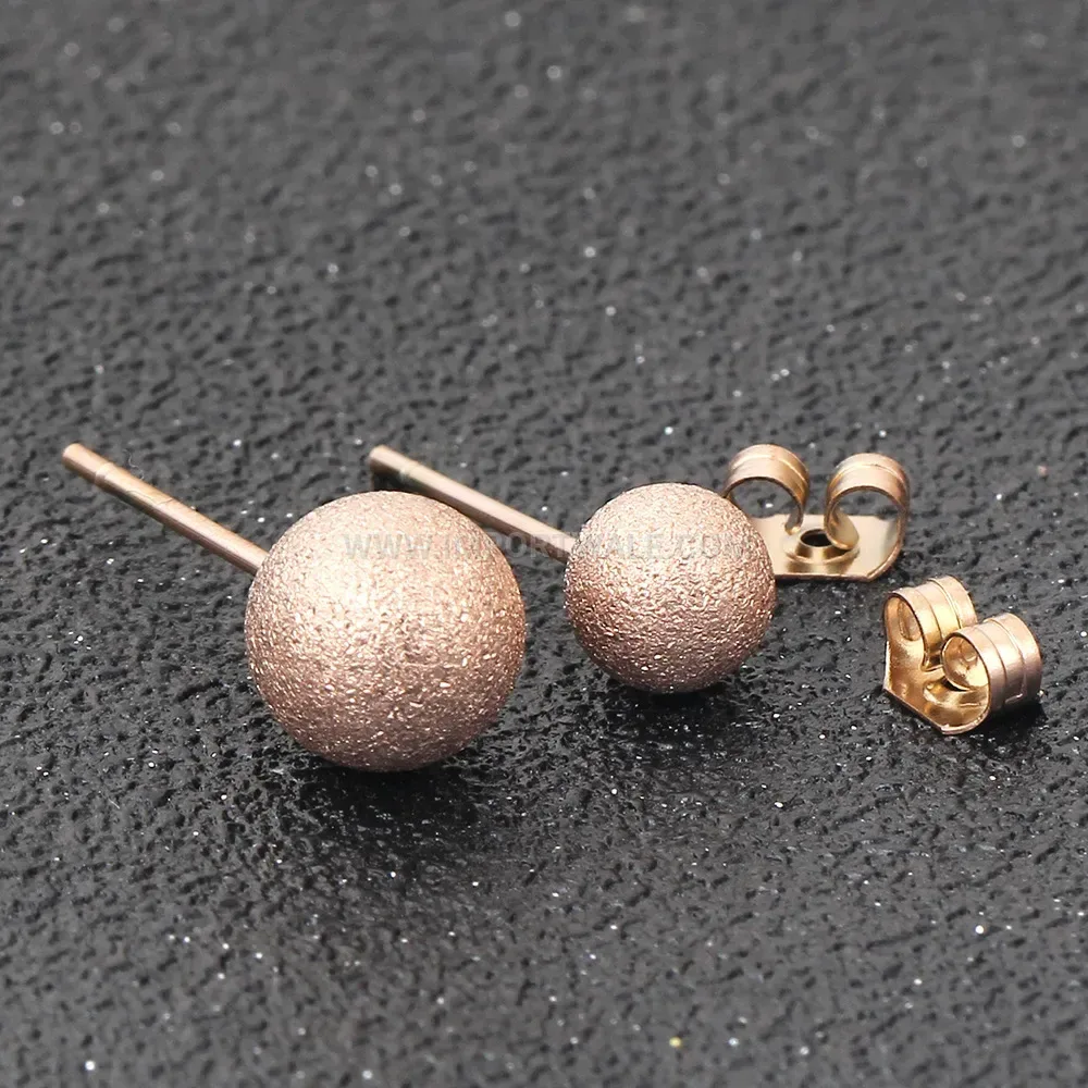Contemporary Frosted Stainless Steel Round Stud Earrings