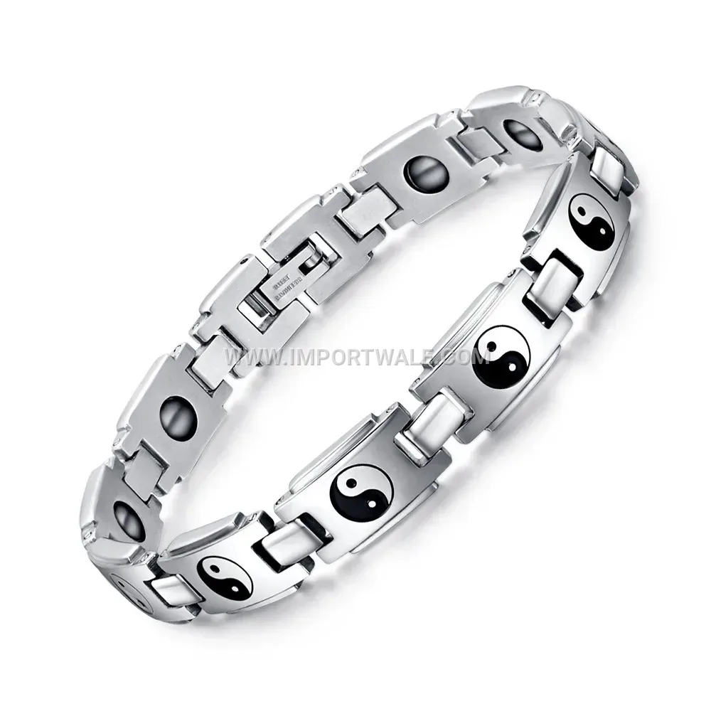 Vintage Stainless Steel Hematite Magnetic Health Bracelet