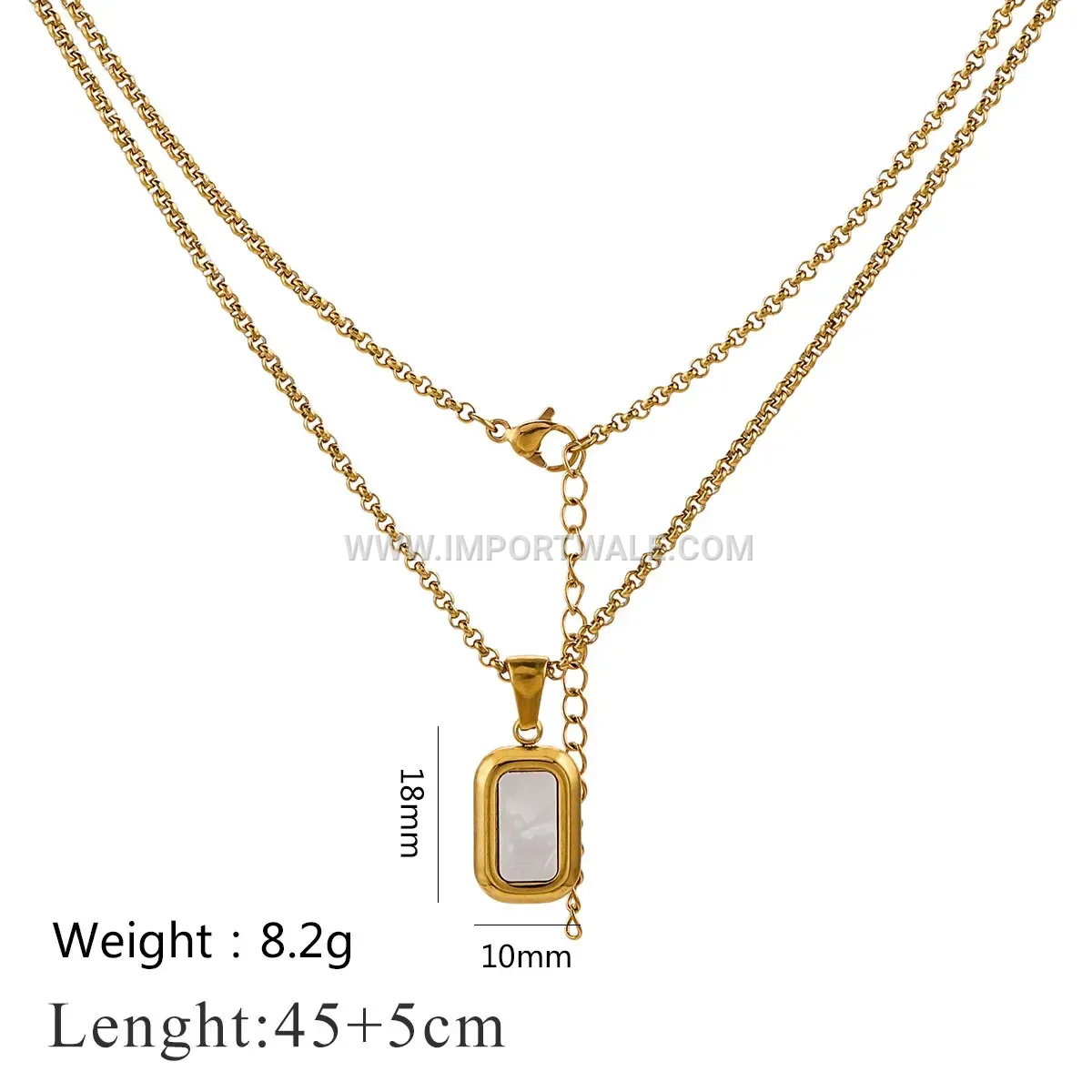 Gold Plated Stainless Steel Shell Pendant Link Chain Necklace