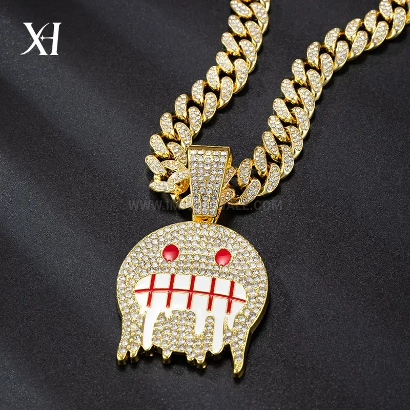 Smiley Face Iced Out Alloy Hip Hop Pendant