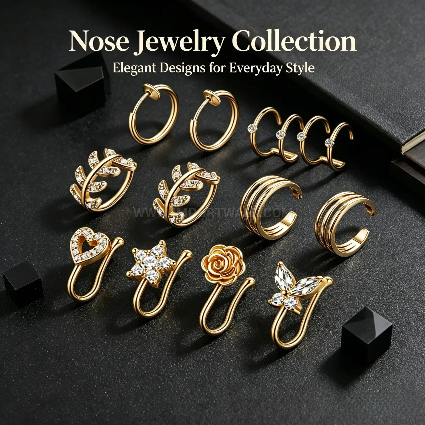 Stylish Stainless Steel U Shaped Non Piercing Clip Jewelry Set