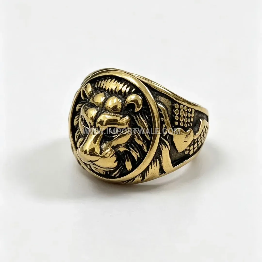 Vintage Lion Head Stainless Steel Signet Ring