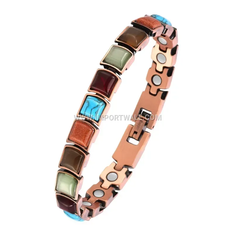 Vintage Faux Turquoise Copper Magnetic Bracelet for Women