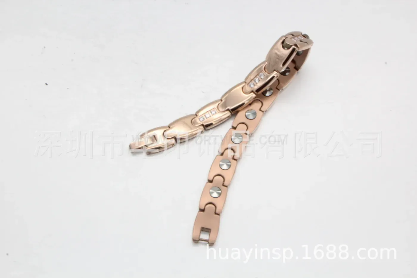 Classic Rhinestone Germanium Bio Magnetic Stainless Steel Bracelet