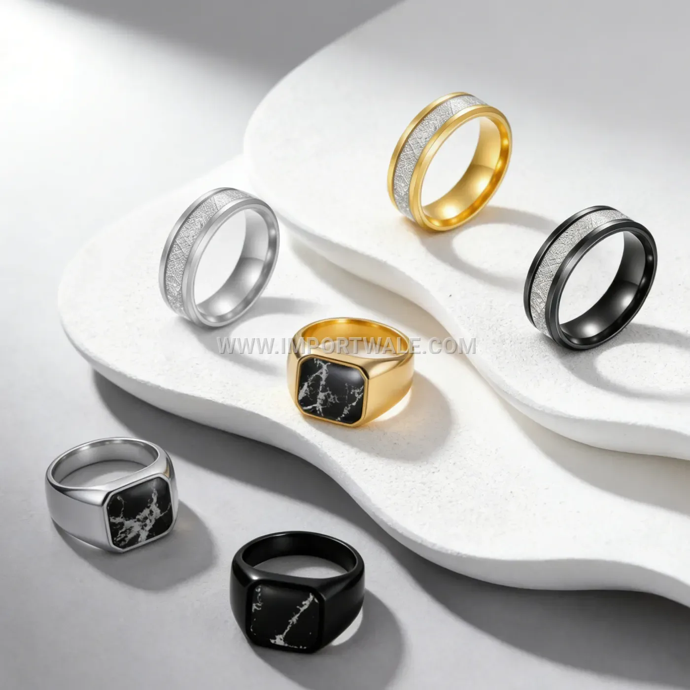 Textured Frost Pattern Stainless Steel Band Ring