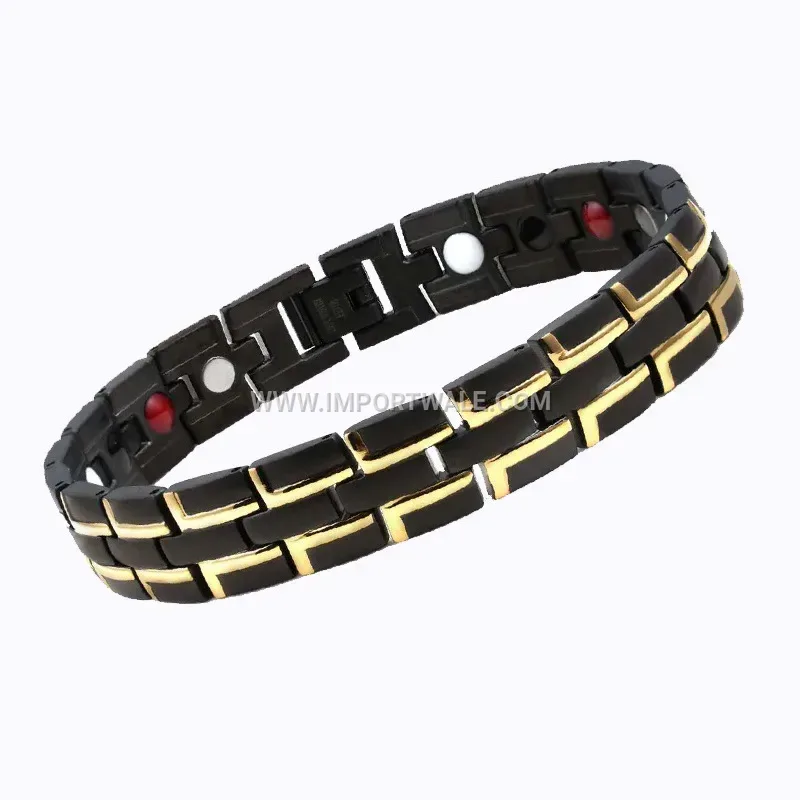 Men's Striped Titanium Steel Magnetic Energy Bracelet