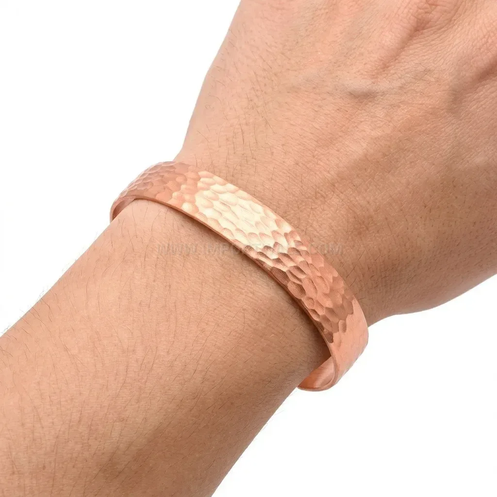 Hammered Pure Copper Wide Adjustable Cuff Bio Bracelet