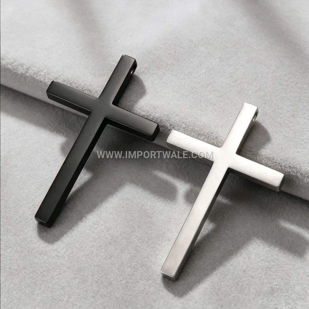 Polished Dimensional Stainless Steel Cross Pendant