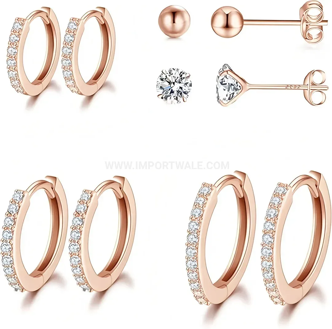 Premium Multi Piece Zircon and Ball Stud Piercing Earring Set