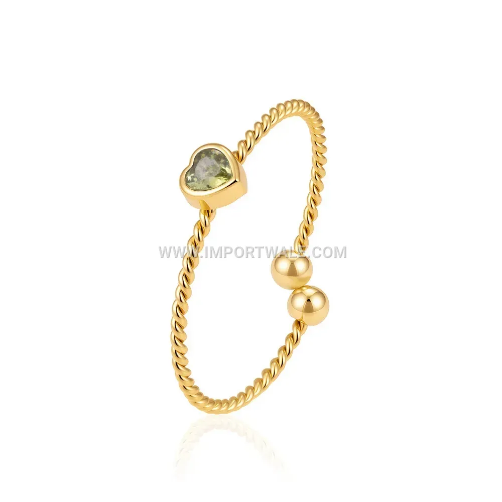 Heart Cut Zircon Open Stainless Steel Adjustable Ring