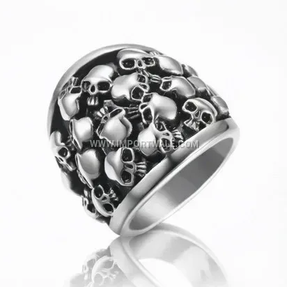 Vintage Dark Gothic Skull Stainless Steel Band Ring