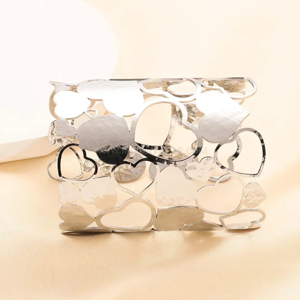 Stylish Cutout Heart Open Cuff Stainless Steel Bangle Bracelet