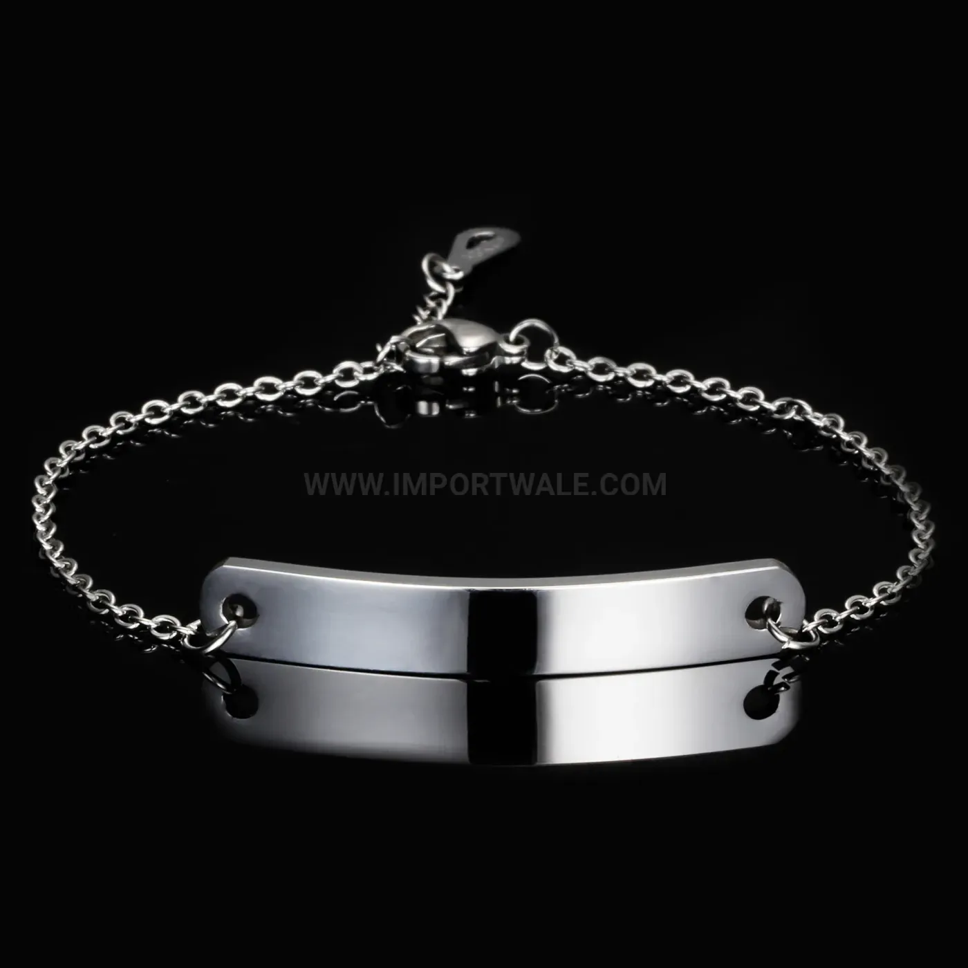 Fashion Minimalist Curved Plate Stainless Steel ID Bar Bracelet