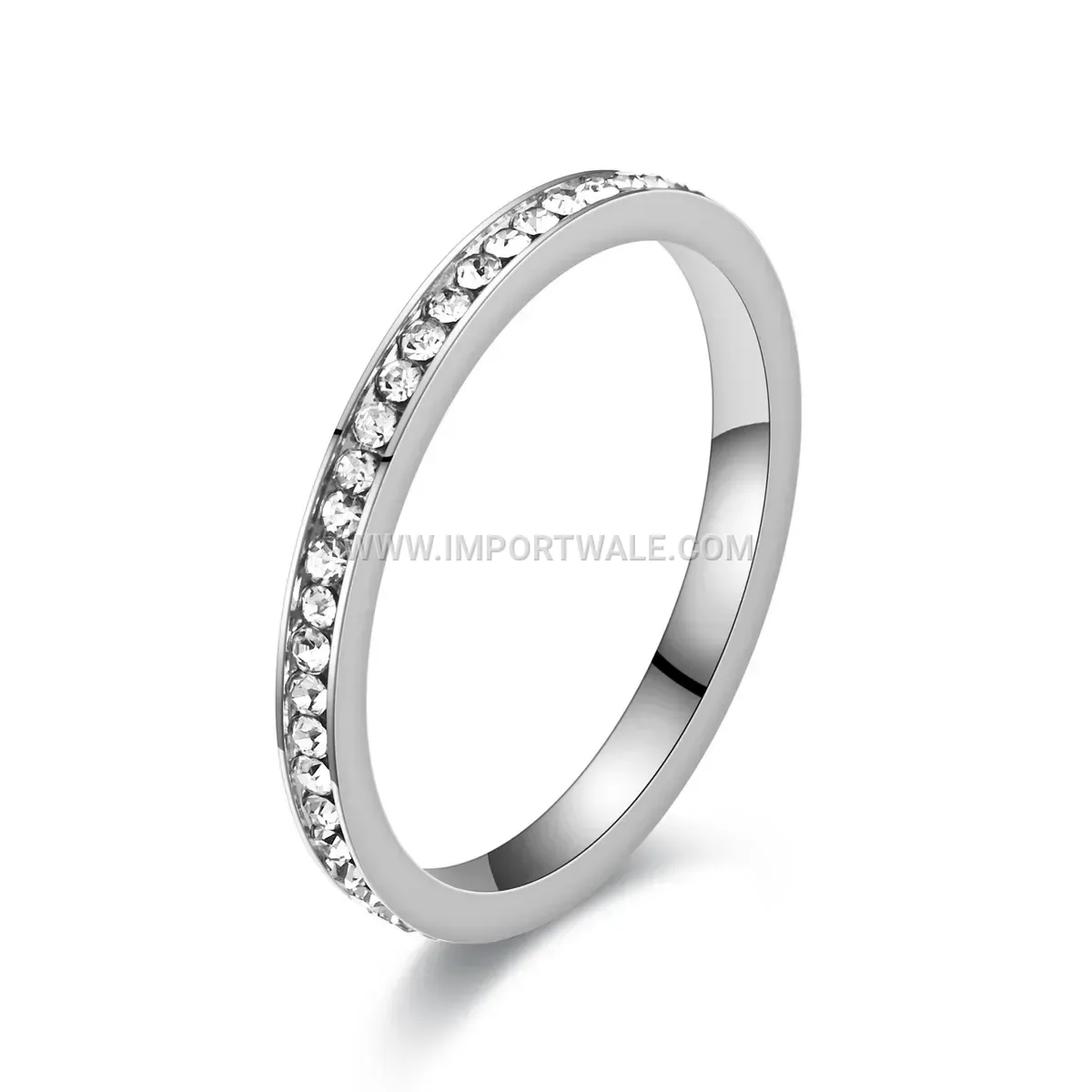 Sparkling Stainless Steel Pavé Crystal Eternity Band