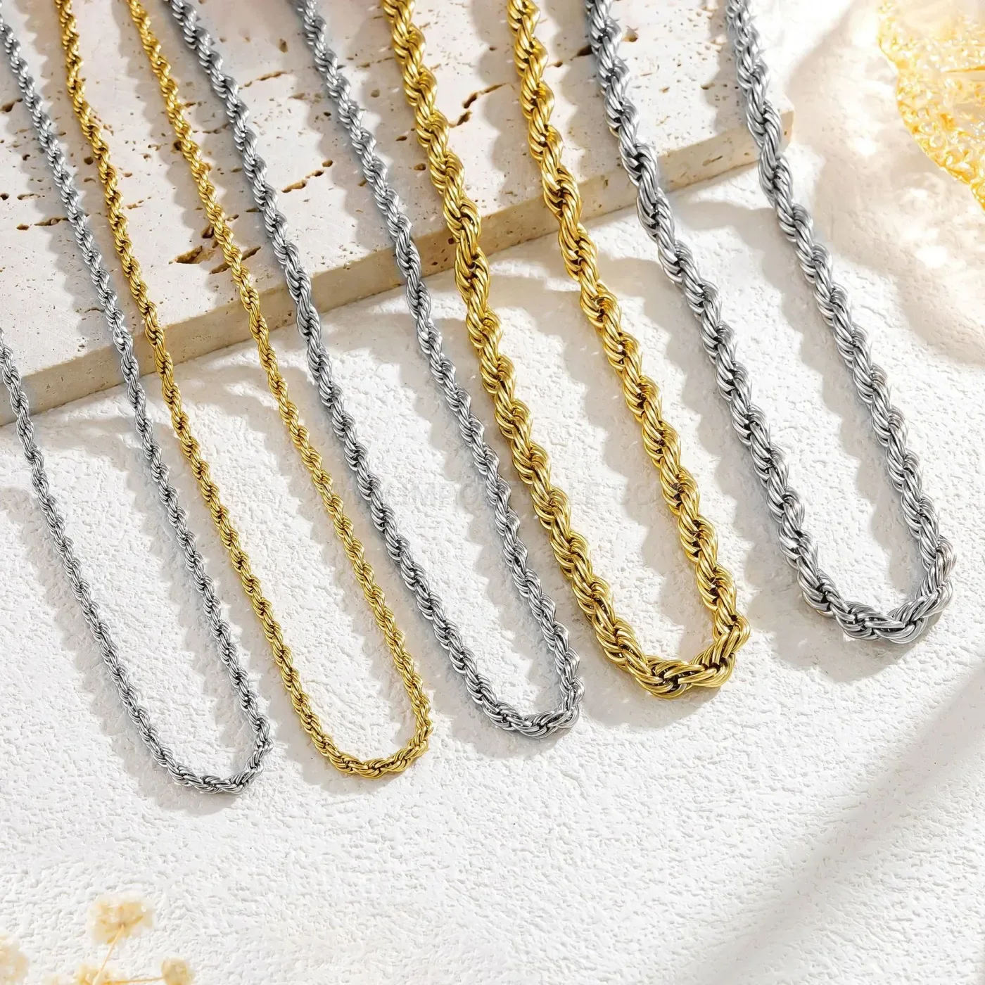 Multi Strand Woven Stainless Steel Chain Choker Necklace