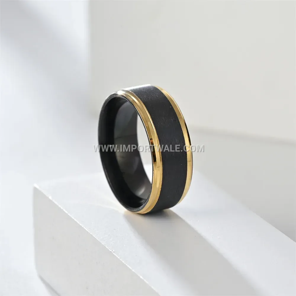 Two-Tone Beveled Edge Stainless Steel Band Ring
