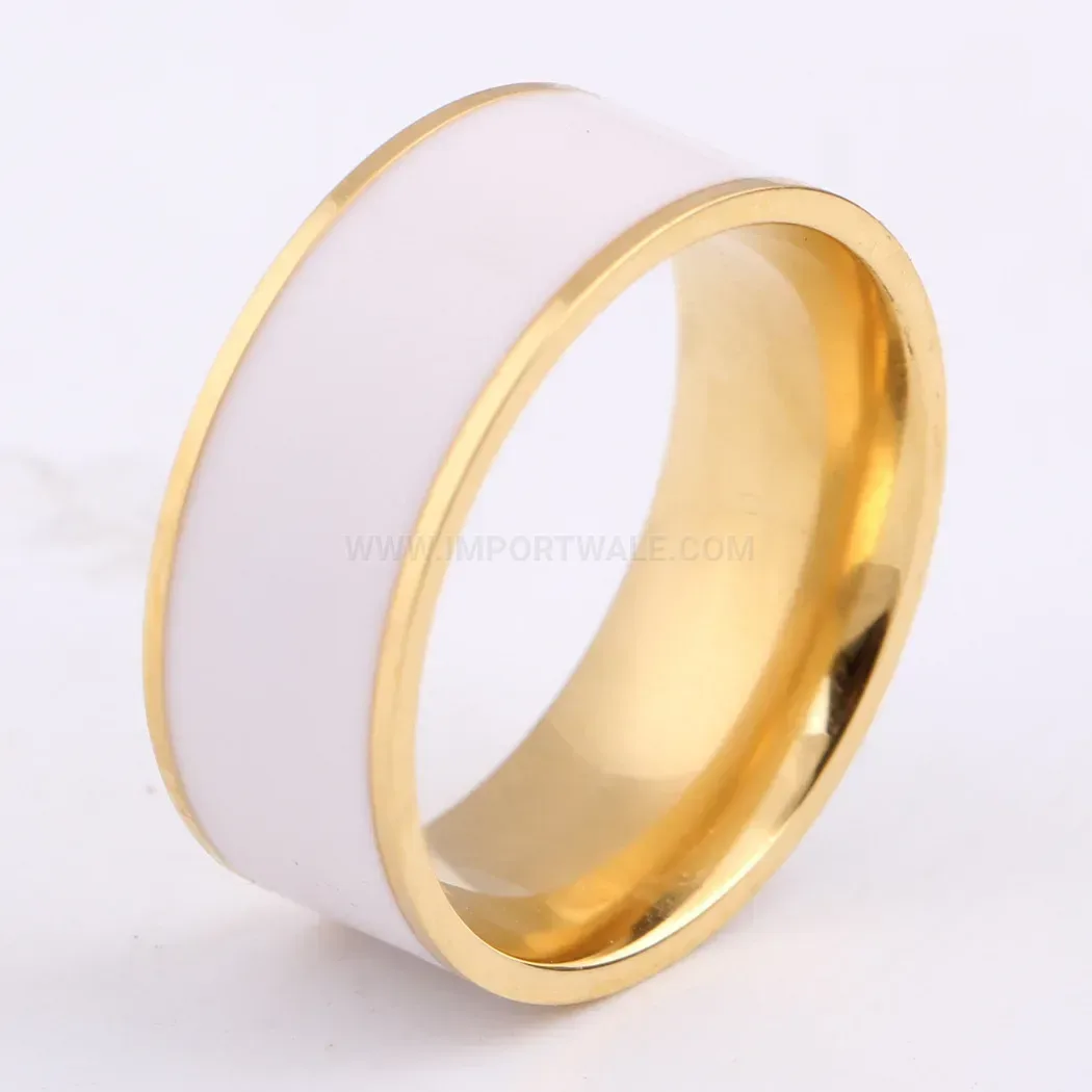 Premium White Epoxy Inlay 18K Gold Plated Stainless Steel Band