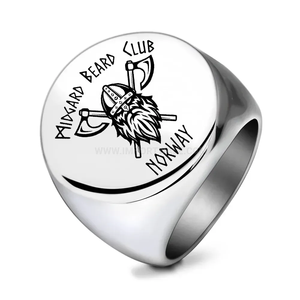Stylish Viking Double Axe Engraved Stainless Steel Band Ring