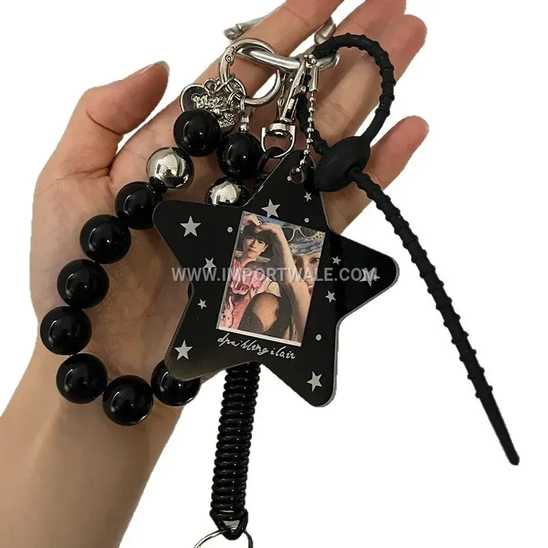 Star Shaped Photo Frame Resin Keychain Pendant