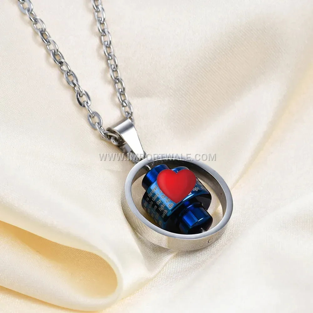 Rotatable Cutout Stainless Steel Letter Pendant Necklace