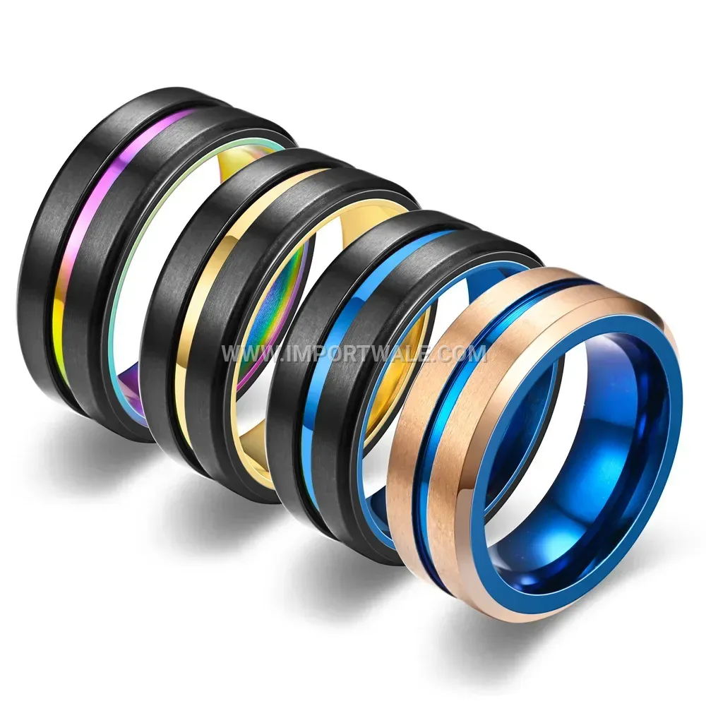 Two-Tone Beveled Edge Stainless Steel Ring