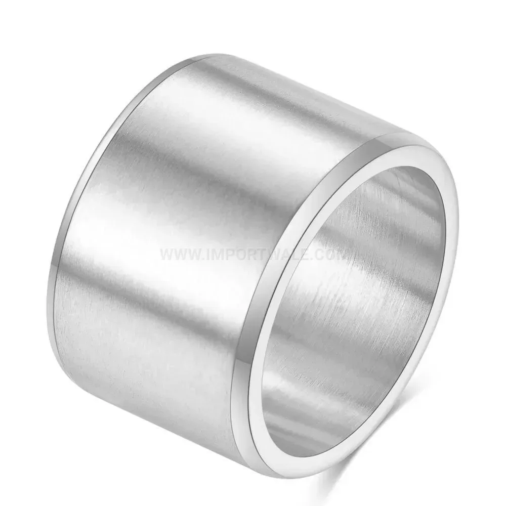 Elegant Brushed Matte Flat Top Stainless Steel Band Ring