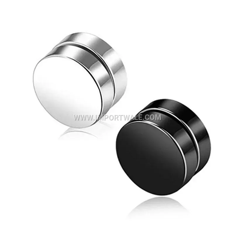 Roman Numeral Black Enamel Stainless Steel Stud Earrings
