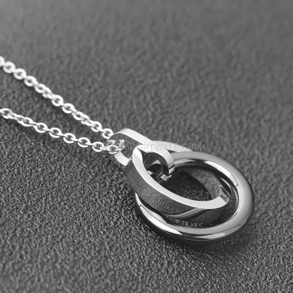 Interlocking Black and White Ceramic Ring Multi Layer Necklace