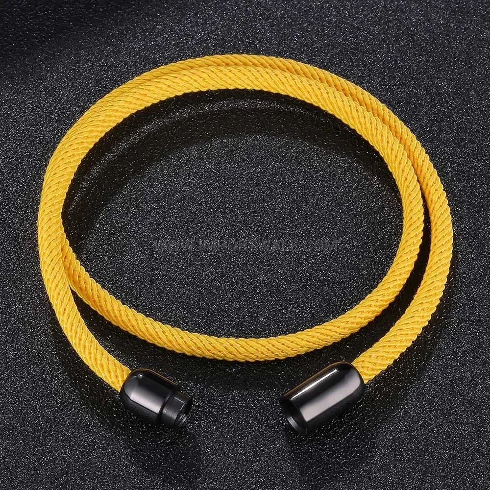 Double-Layer Milan Cord Bracelet with Black Magnetic Clasp