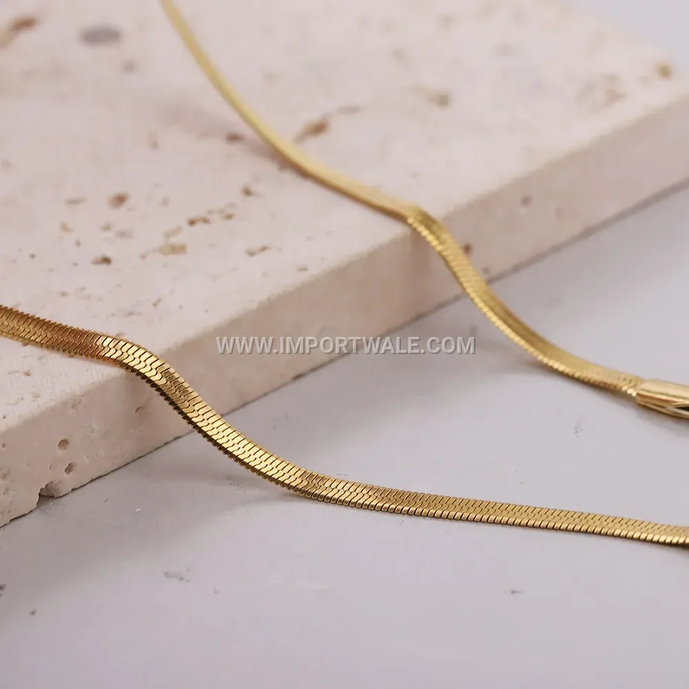 Flat Snake Chain Cubic Zirconia Pendant Necklace