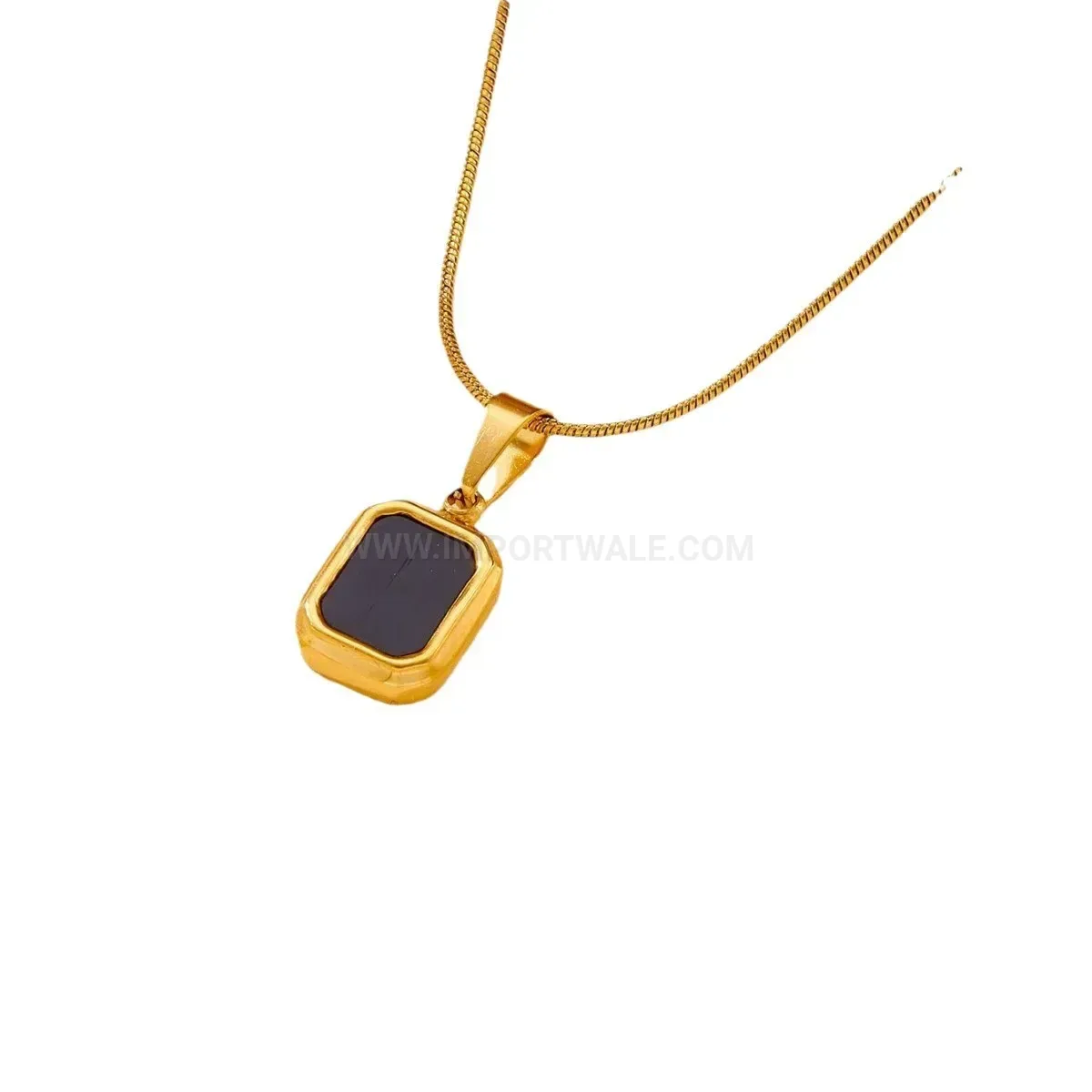 Premium Black Shell Square Pendant Titanium Steel Clavicle Necklace