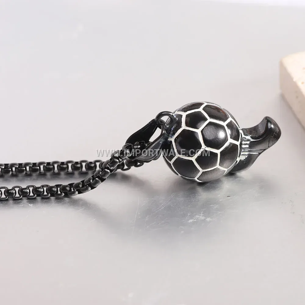 Titanium Steel Soccer Ball Pendant Hip Hop Necklace