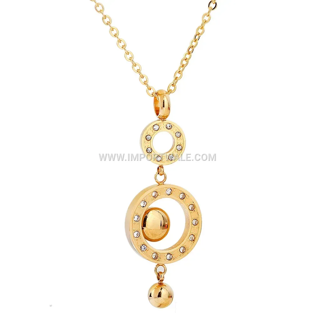 Hollow Long Bar Circular Stainless Steel Sweater Chain