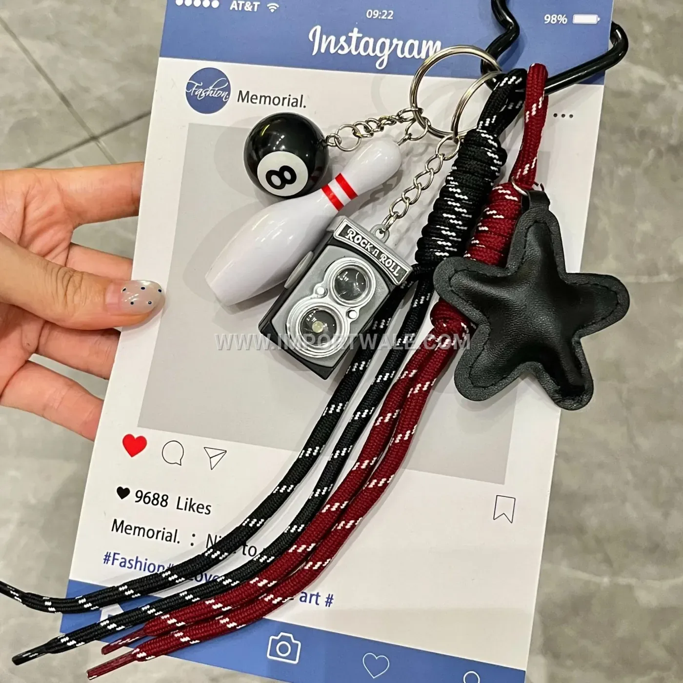 Retro Leather Star and Camera Bag Creative Key chains