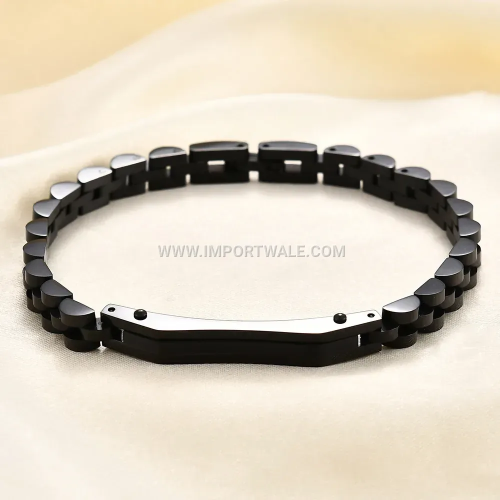 Stainless Steel Sleek Curved Plate Watch Band Style Bracelet