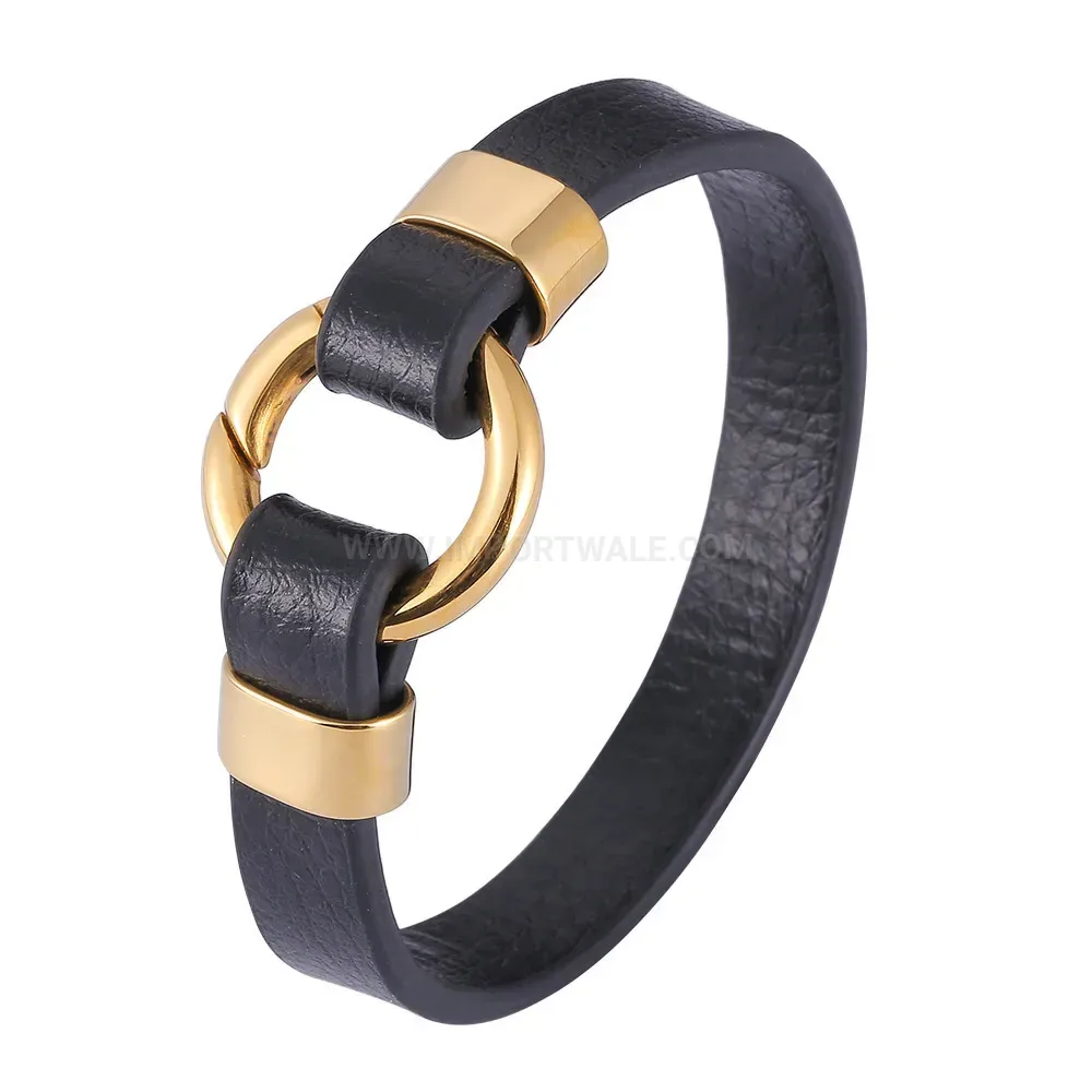 Minimalist Leather Cord Bracelet with Stainless Steel Spring Clasp
