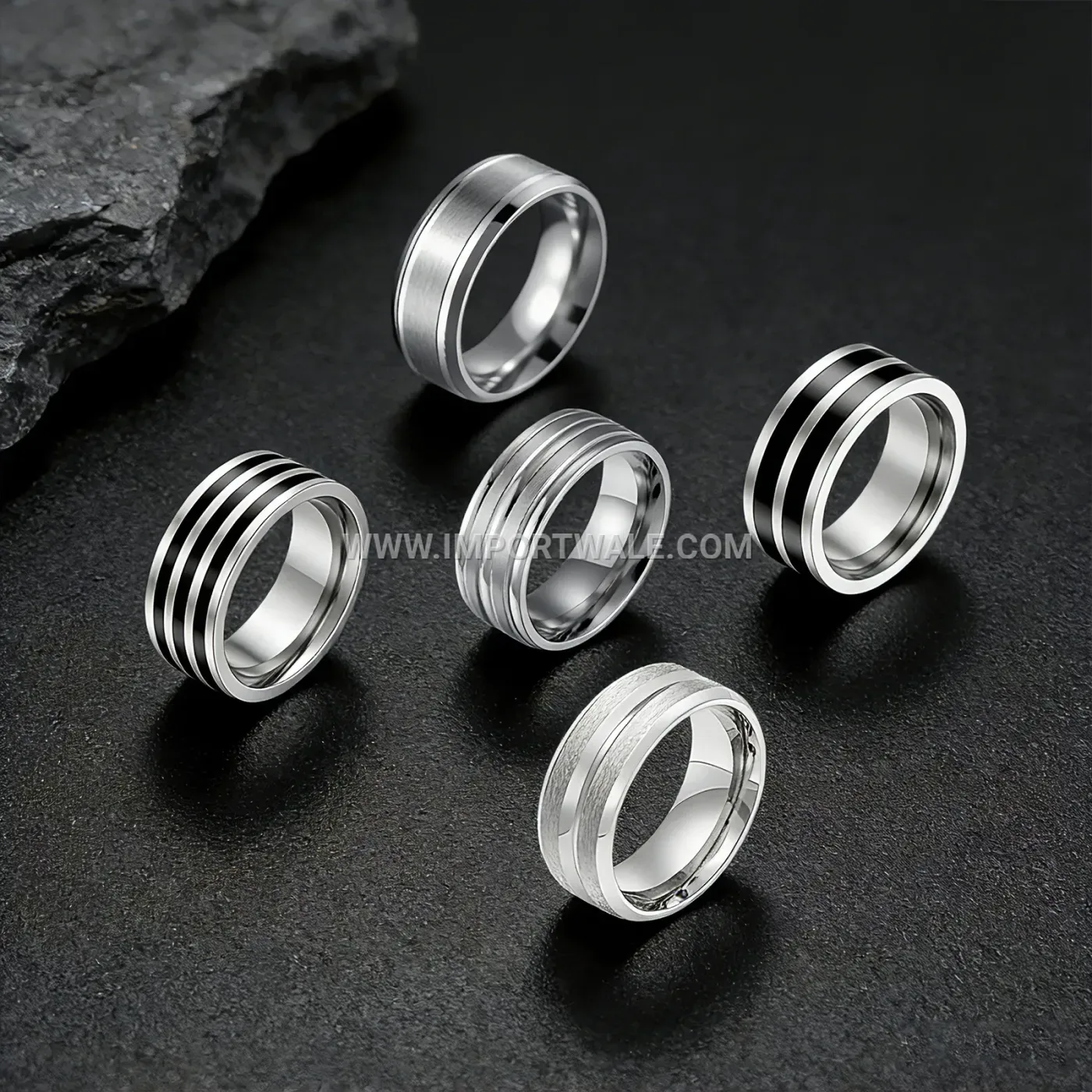 Minimalist Gold Plated Stainless Steel Band Ring Set