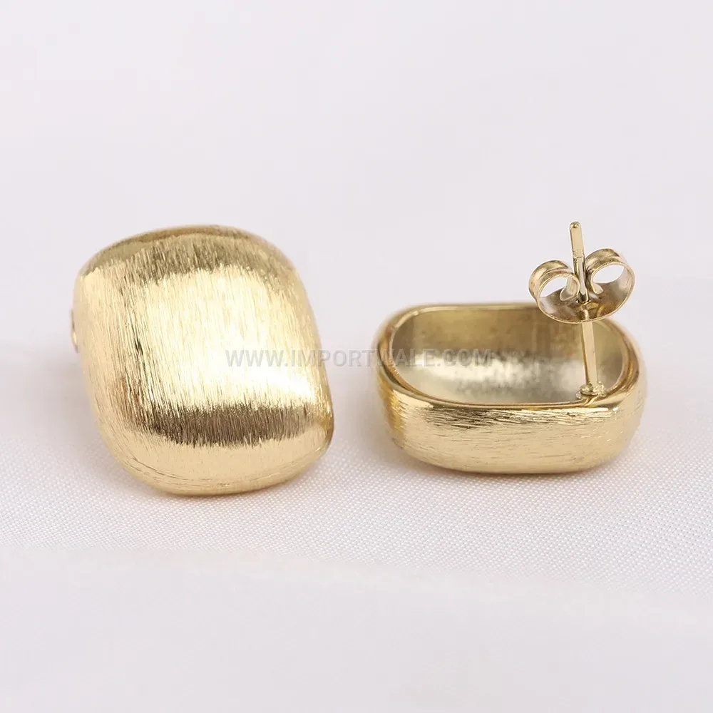 Vintage Brushed Square Stainless Steel Geometric Stud Earrings