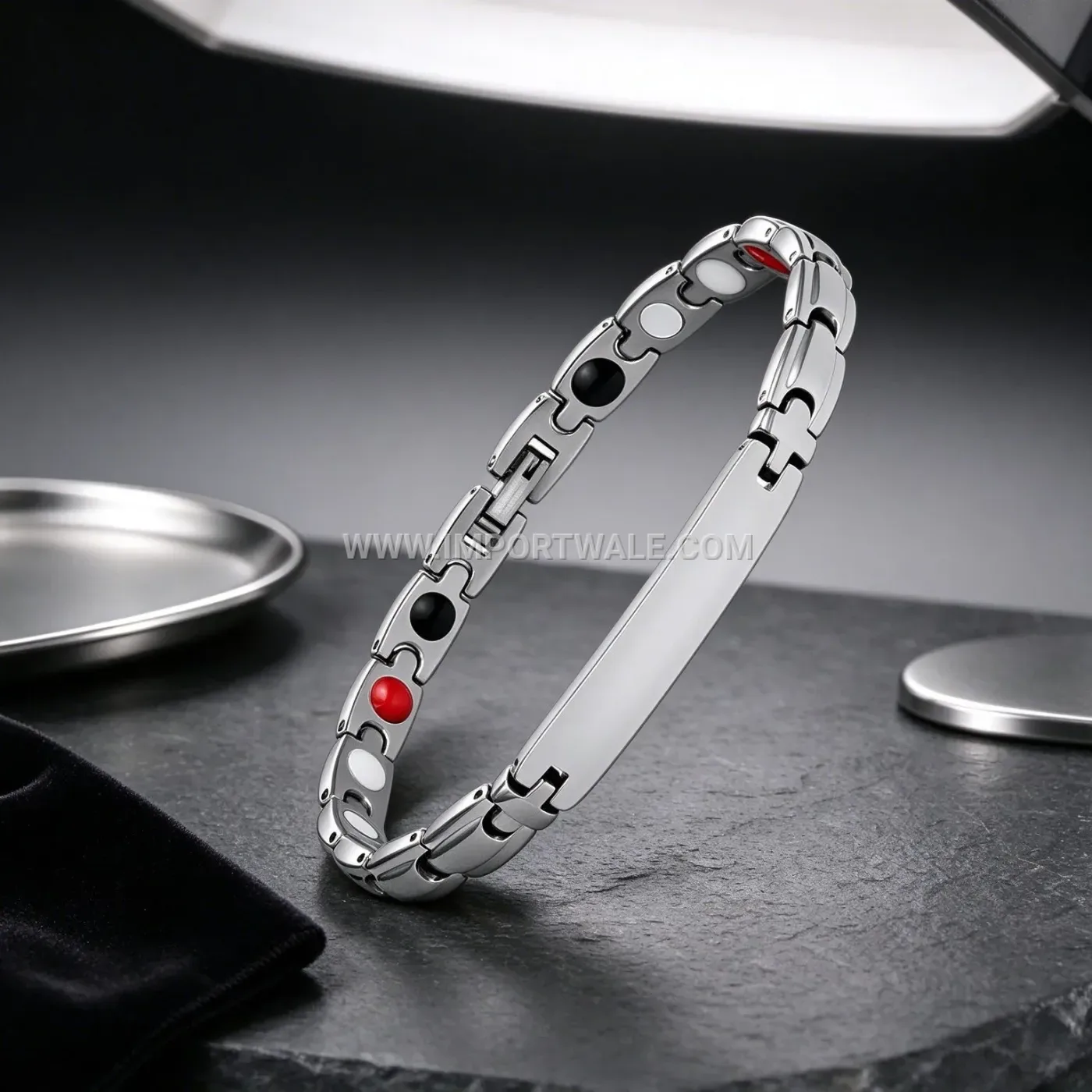 Magnetic Titanium Stainless Steel Geometric Bangle Bracelet