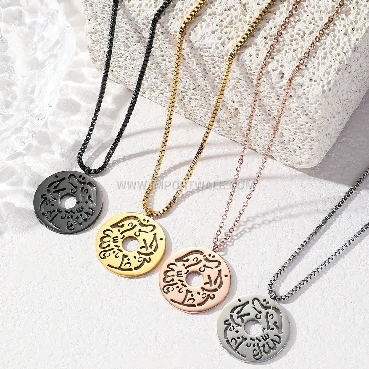 Waterproof Stainless Steel Islamic Coin Medallion Necklace