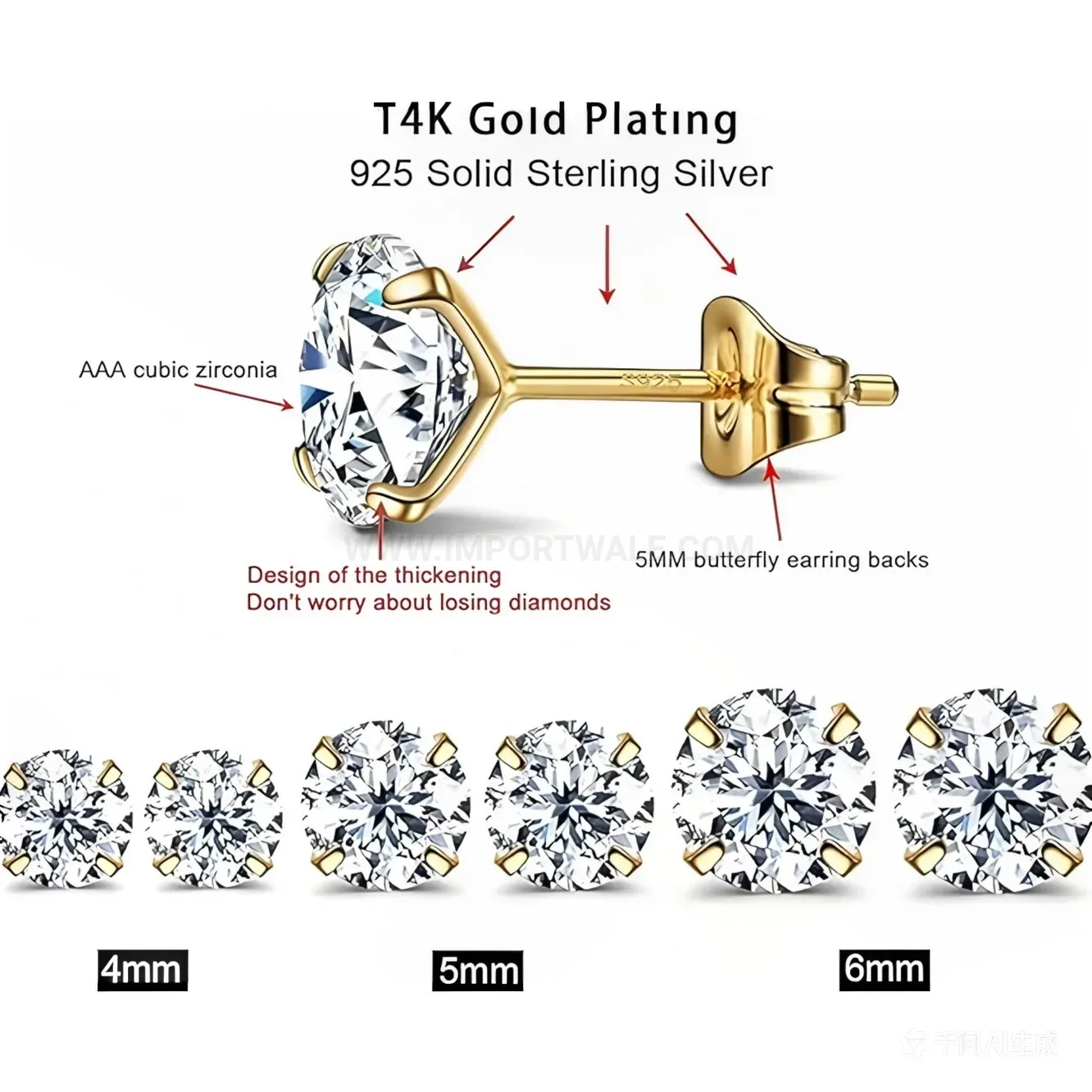 Chic Cubic Zirconia Flower Stainless Steel Cartilage Earring Set