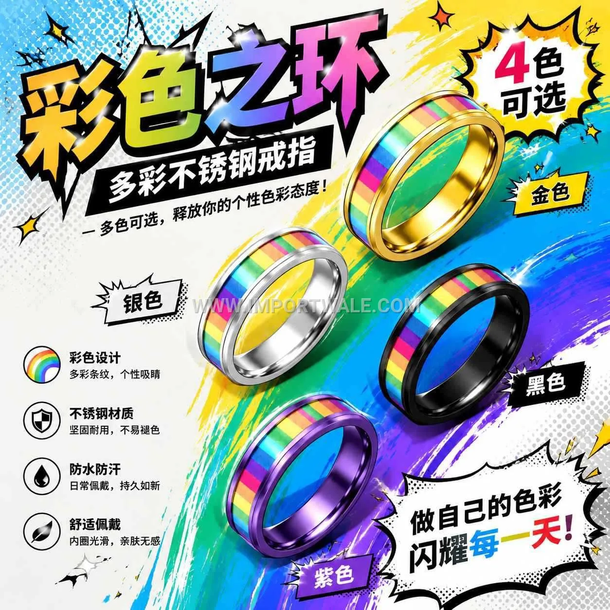 Minimalist Colorful Titanium Steel Band Ring