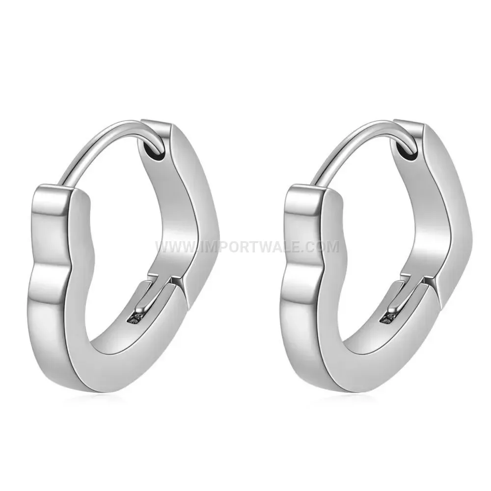 Hollow Heart Gold Plated Stainless Steel Huggie Earrings
