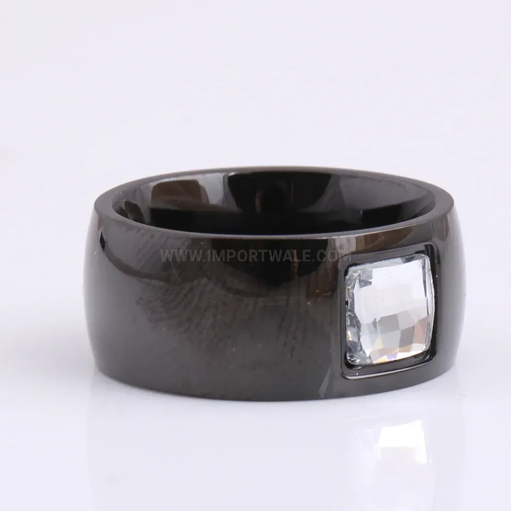Chic Square Cubic Zirconia Plated Stainless Steel Band Ring