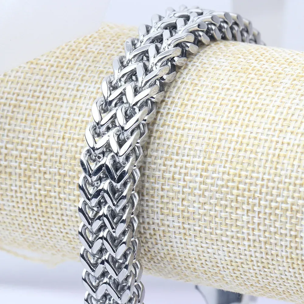 Men's Punk 12mm Stainless Steel Keel Chain Link Bracelet