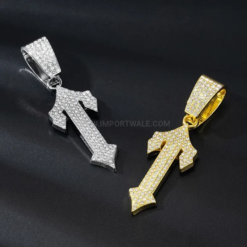 Trendy Rhinestone Arrow Pendant Alloy Cuban Link Chain Necklace