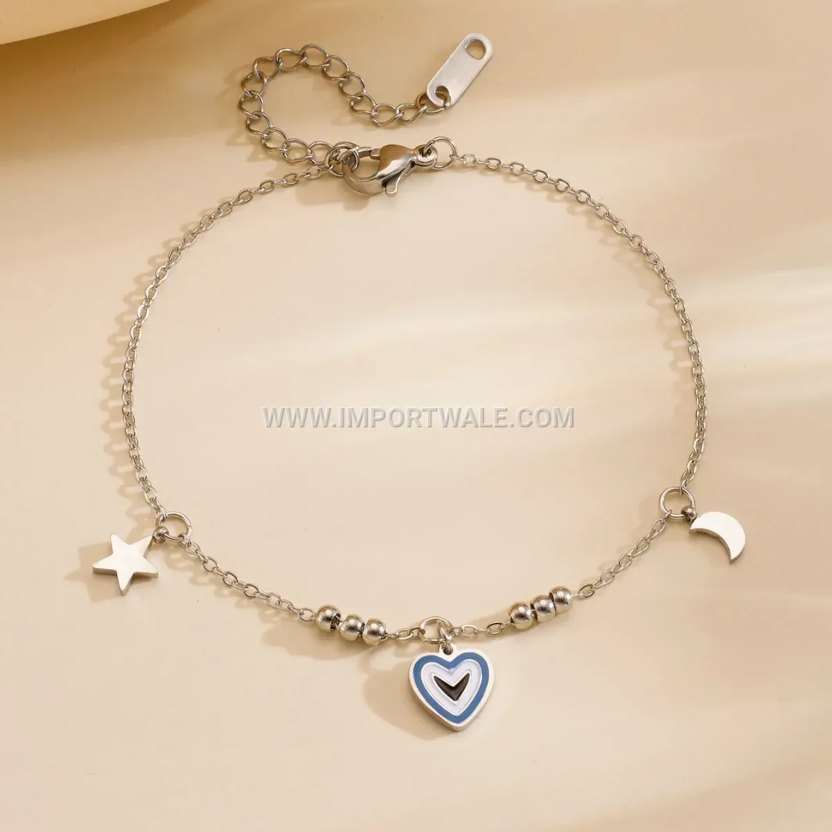 Delicate Stainless Steel Heart Charm Anklet for Women